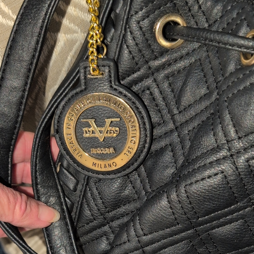 Versace 19.69 Black Quilted Vegan Leather Crossbody Bag - Picture 8 of 11
